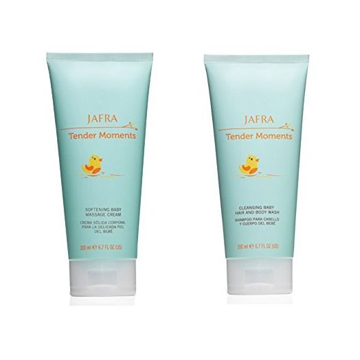 Jafra Tender Moments Hair & Body Wash & Baby Massage Cream 2 Piece Set (Original Scent)