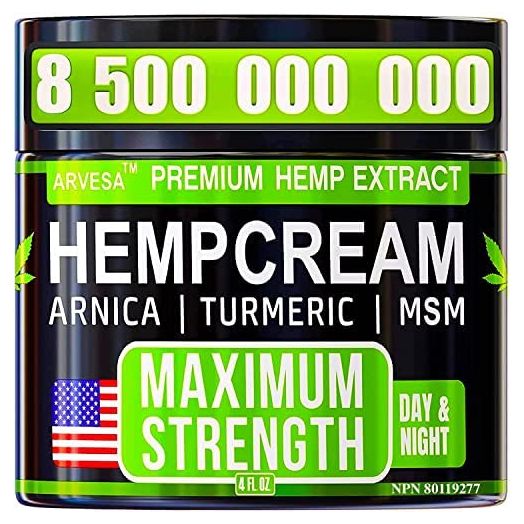 Hemp Cream - Relieve Muscle, Joint, Back, Knee - Natural Hemp Oil Extract Gel Rub with MSM - Glucosamine - Arnica - Turmeric - Maximum Strength - Made in USA