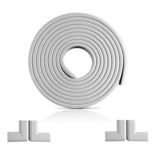 Sharp Edge and Furniture Safety Guards | 16.2ft Protective Foam Cushion | 15ft Bumper 4 Adhesive Childsafe Corners | Baby Child Proofing Foam Set and Safe for Table, Fireplace, Countertop | Gray