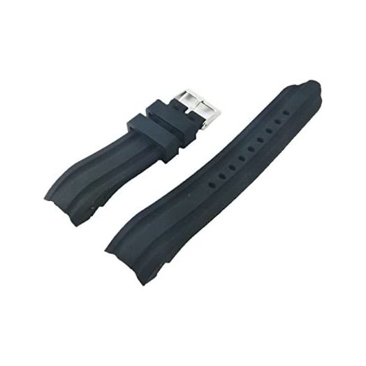 22mm Waterproof Black Silicone Rubber Curved End Dive Watch Band Strap