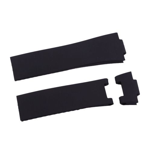 Compatible 25/20 mm BlACK Silicone Rubber Diver Watch Strap Band