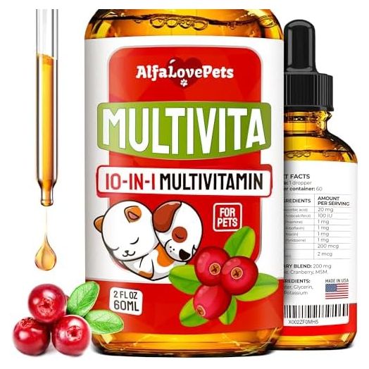Dog Multivitamin Liquid | Cat Multivitamin Liquid | Vitamins Multivitamin Dogs and Cats |10 in 1 multivitamin for Dogs - Hip & Joint Vitamins for Pet | Vitamin D for Dogs | Made in USA | 2oz
