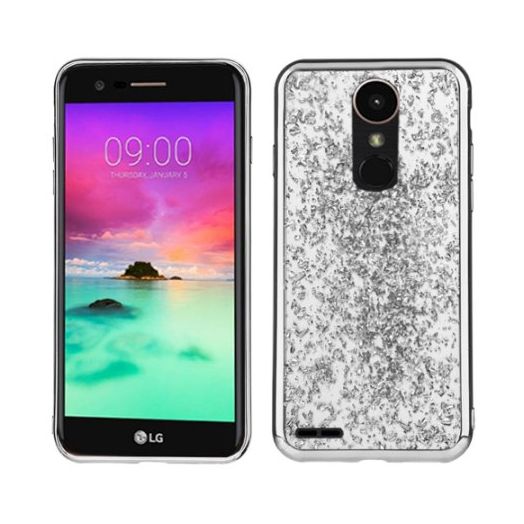 Silver Chrome Glitter Flakes Case For LG Stylo 3 PLUS Phone