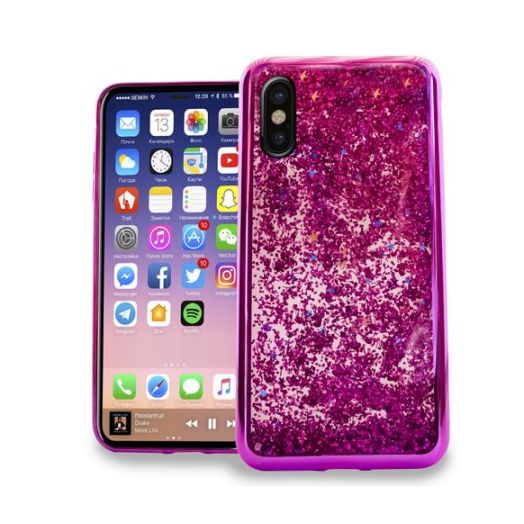 MUNDAZE Hot Pink Motion Glitter Chrome Case For Apple iPhone X Phone