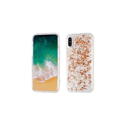 MUNDAZE Rose Gold Glitter Flakes Case For Apple iPhone X