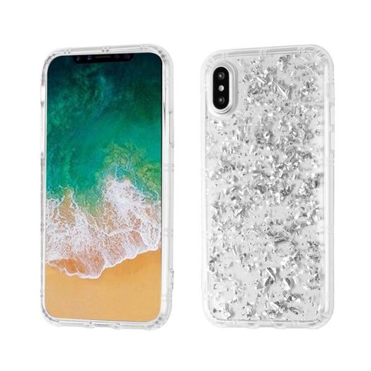 MUNDAZE Silver Glitter Flakes Case For Apple iPhone X