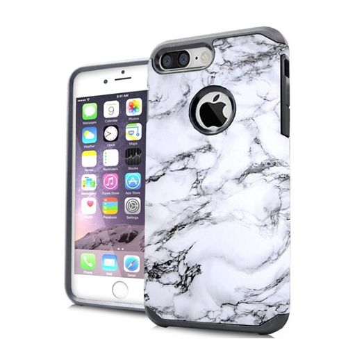 MUNDAZE White Grey Marble Design Case For Apple iPhone 7 8 Phone