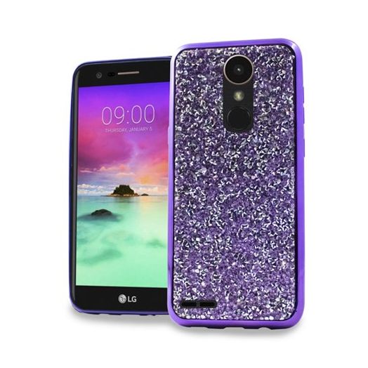 MUNDAZE Purple Crystal Diamond Stones Case For LG Stylo 3 Phone