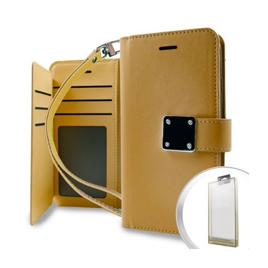 MUNDAZE Gold Storage Faux Leather Wallet Case For LG Stylo 3 Phone