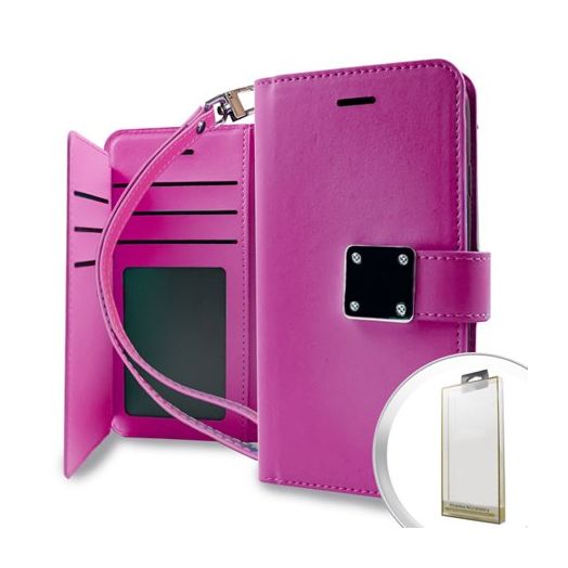 MUNDAZE Pink Storage Faux Leather Wallet Case For LG Stylo 3 Phone