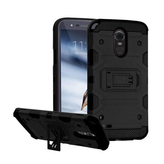 MUNDAZE Black Defense Double Layered Case For LG Stylo 3 PLUS Phone