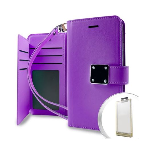 MUNDAZE Purple Storage Faux Leather Wallet Case For LG K10 2017 / LV5 Phone