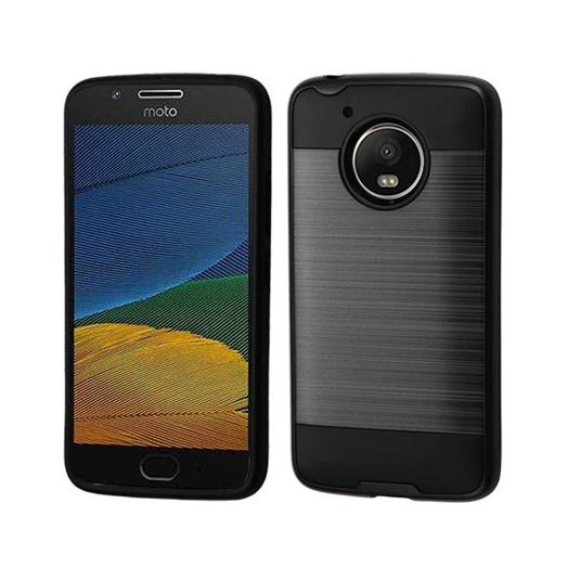 Black Brushed Metal Double Layered Case For Motorola Moto E4 Phone