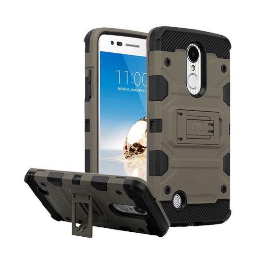 MUNDAZE Grey Defense Double Layered Case For LG Aristo Phoenix 3 Fortune Phone