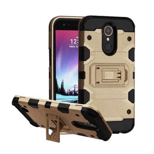MUNDAZE Gold Defense Double Layered Case For LG Stylo 3 PLUS Phone