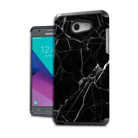 MUNDAZE Black White Marble Design Case For Samsung Galaxy J3 EMERGE Phone