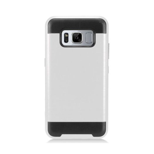 Silver Brushed Metal Double Layered Case For Samsung Galaxy S8 ACTIVE Phone