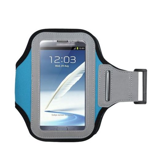 MUNDAZE Blue Exercise Running Fitness Armband For ZTE Max XL / Max Blue / Blade Max 3 / Blade Spark Phone