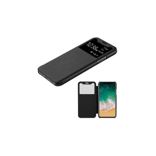 MUNDAZE Sleek Black Window Wallet Flip Case For Apple iPhone X Phone