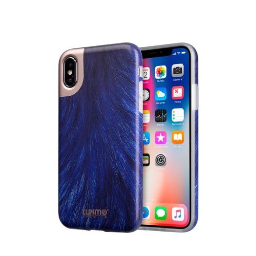 MUNDAZE Blue Printed Fur Design Case For Apple iPhone X Phone