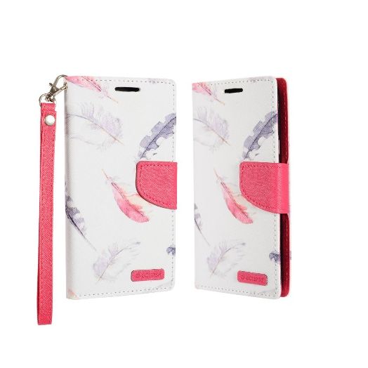 MUNDAZE Pink Feathers Flip Wallet Case For ZTE Majesty Pro / Majesty Pro PLUS Phone