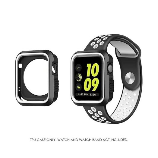 MUNDAZE Black White Premium Duo Color Flexible TPU Case For Apple iWatch 2 / 3 42MM