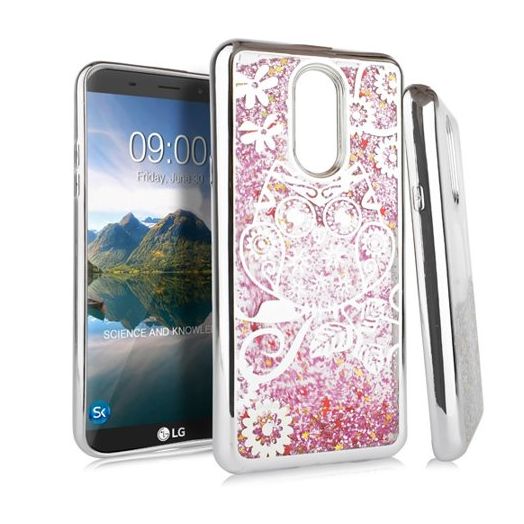 MUNDAZE Flower Owl Pink Motion Glitter Chrome Case For LG Stylo 4 Phone