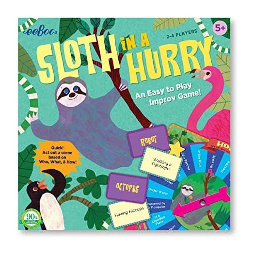 eeBoo: Sloth in a Hurry Action Board Game, an Easy to Play Improv Game