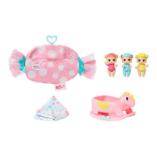 Baby Born Surprise Mini Babies Series 5 2.25'' - Unwrap Surprise Twins or Triplets Collectible Baby Dolls with Soft Swaddle, Blanket, Rocking Horse, Age 3+ (918803)