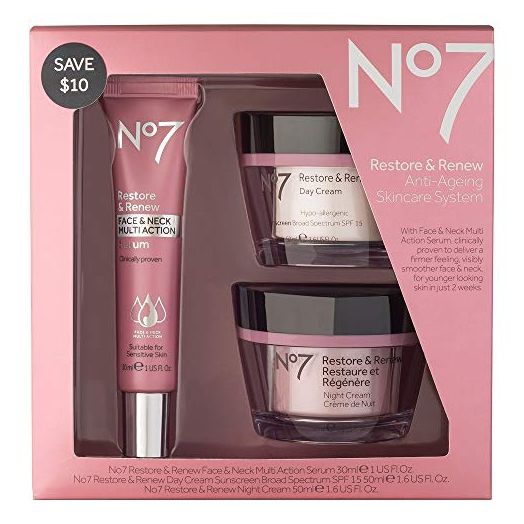 No7 Restore & Renew Face & Neck Multi Action Skincare System , pack of 1