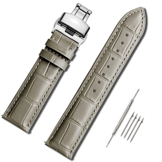 Moran Quick Release Leather Watch Bands 18mm 20mm 22mm 24mm Blue Black Brown Calfskin Replacement Extra Long Watch Strap for Men & Women