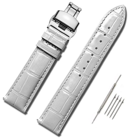 Moran Quick Release Leather Watch Bands 18mm 20mm 22mm 24mm Blue Black Brown Calfskin Replacement Extra Long Watch Strap for Men & Women