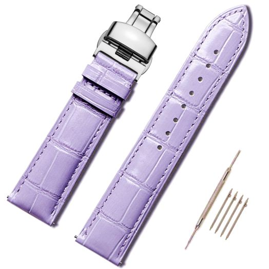 Moran Quick Release Leather Watch Bands 18mm 20mm 22mm 24mm Blue Black Brown Calfskin Replacement Extra Long Watch Strap for Men & Women