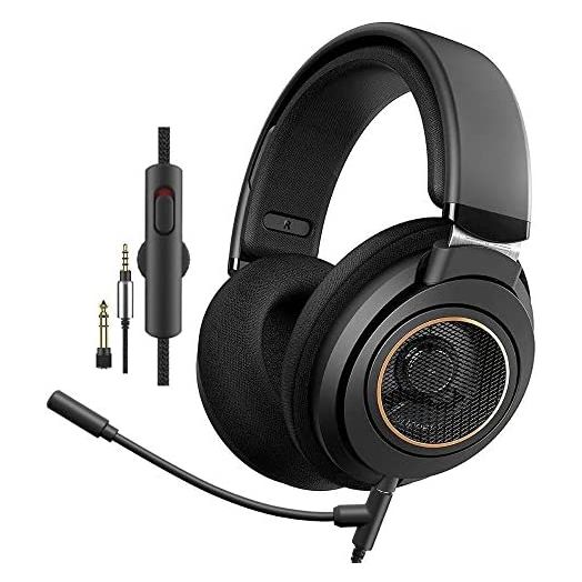 Philips Audio SHP9600MB Wired Headphones with Microphone -Over-Ear Open-Back Headset, 50 mm Neodymium Drivers (SHP9600MB) - Black