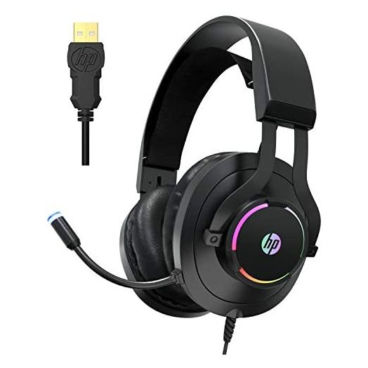 HP USB Gaming Headset, PC Gaming Computer Headset with Microphone for Work, 7.1 Virtual Surround Sound USB Gaming Headphones with Microphone
