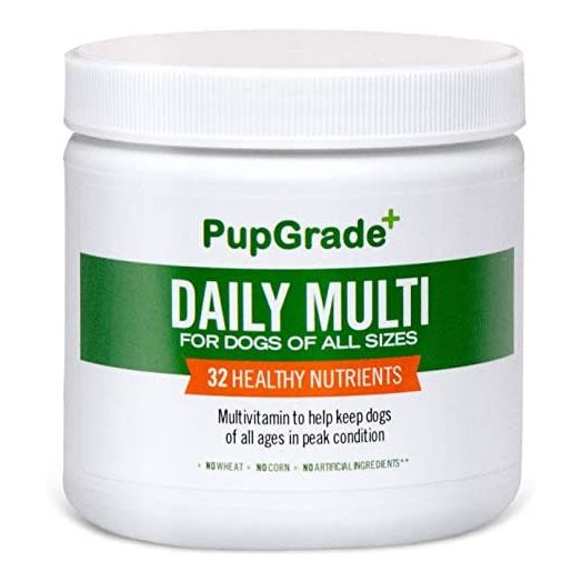 PupGrade Daily Multivitamin for Dogs - All-in-One Supplement for Digestive, Immune System, Skin and Coat Health - Probiotic Enzymes, Omega Fish Oil, Vitamins A, C, D & E - 30 Soft Chews
