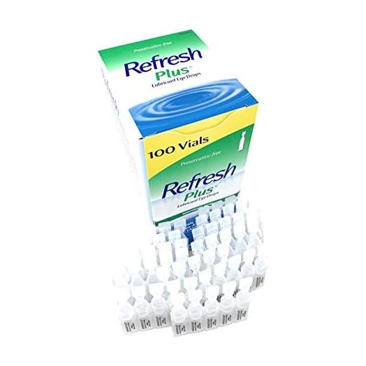 Allergan Refresh Plus Lubricant Eye Drops Single-Use Vials, Clear, (100 Count (Pack of 1))