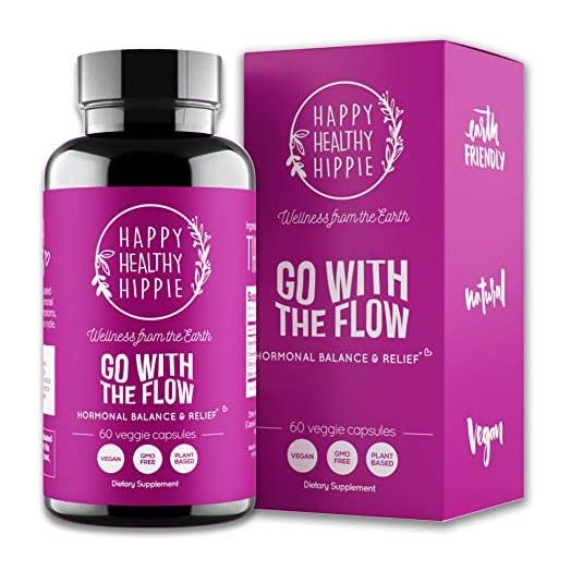 Go with The Flow Hormone Balance for Women - Supports All Hormonal Stages | PMS Relief | Hot Flashes Menopause Relief | 100% Plant Based | 60 Vegan Non-GMO Capsules