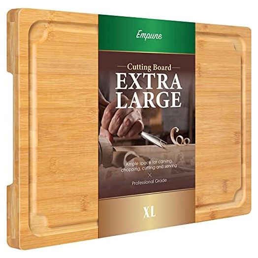 Empune Extra Large Cutting Board, 17.6" Bamboo Cutting Boards for Kitchen with Juice Groove and Handles
