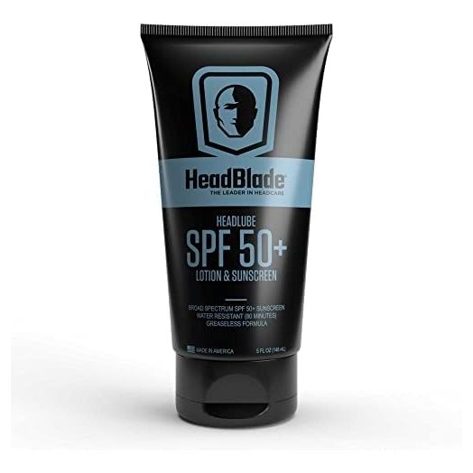 HeadBlade HeadLube SPF 50 Men's Lotion and Sunscreen - No Greasiness, Formulated for Face, Body & Scalps with Anti-Aging Properties - Water Resistant for 80 Minutes, 5 fl oz