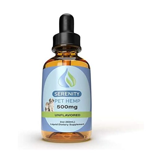 Serenity Hemp Oil for Dogs and Cats - 500mg 2 fl oz - Grown & Made in USA - Supports Hip & Joint Health, Natural Relief for Pain, Separation, Health - Herbal Drops - Hemp Extract for Pets