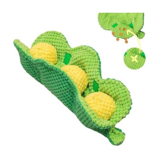 Pea Pod Interactive Dog Toy - Snuffle Nosework Stress Relief - Hide Treat Food Puzzle - Small Medium Dog - Durable Dog Gift Birthday