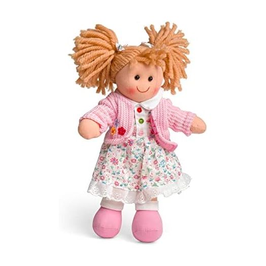 Bigjigs Toys Poppy Rag Doll (Small) - 28cm Small Rag Doll for 1 Year Old, Ideal First Doll for Babies & Toddlers, Super Soft Dolls, Bigjigs Rag Dolls