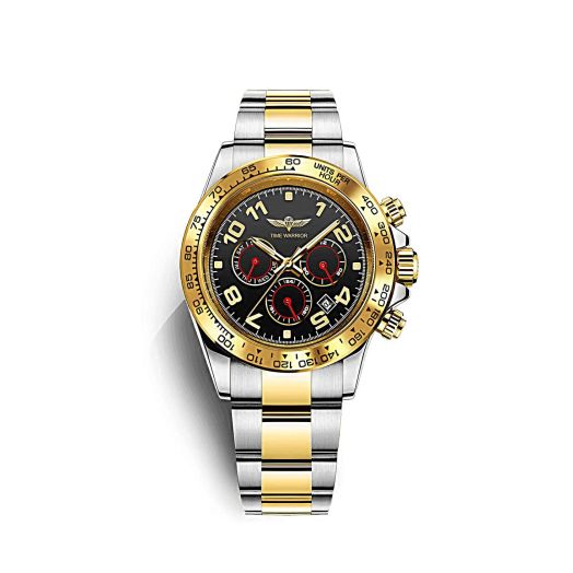 Men's Automatic Watch Stainless Steel Bezel Multifunction Chronograph Luminous Waterproof Luxury Dress, Sapphire Glass