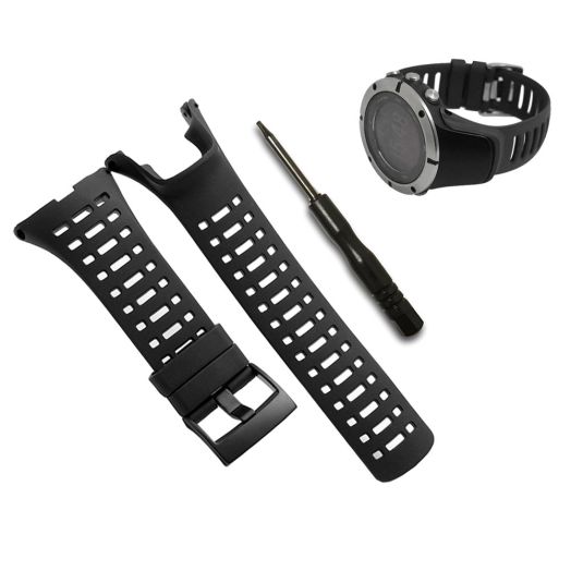Watch Band Strap, Soft Black Replacement Strap for Suunto Ambit 1 2 2R 2S - Premium Waterproof Watch Band 24mm - Screwdriver Included
