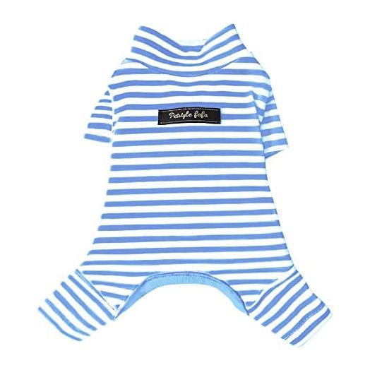 Hdwk&Hped Soft Cotton Dog Pajamas for All Seasons, Striped Pet Bottoming Jumpsuit for Small Dog Cat Puppy