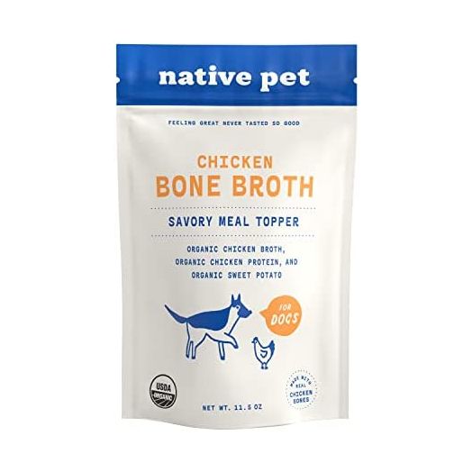 Native Pet Bone Broth for Dogs | Dog Bone Broth & Dog Food Topper for Picky Eaters | Dog Gravy Topper for Dry Food | Chicken Bone Broth Powder for Dogs | Bone Broth for Cats | 11.5oz