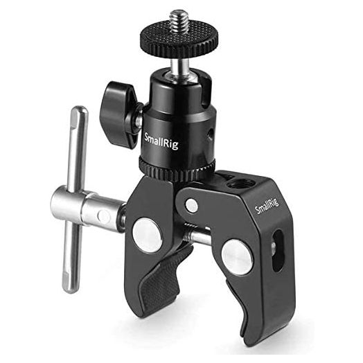 SmallRig Super Clamp Mount with Mini Ball Head Mount, Hot Shoe Adapter with 1/4 Screw for LCD Field Monitor, LED Lights, Flash, Microphone, for Gopro, for DJI Action 2, for Insta360 - 1124