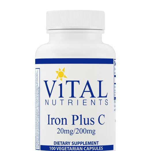 Vital Nutrients Iron Plus C (20 mg / 200 mg) - 100 Vegetarian Capsules