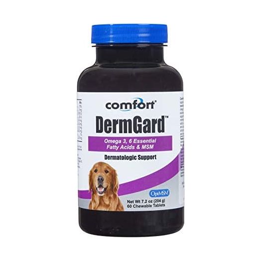 Kala Health Comfort DermGard Skin and Coat Supplement for Dogs, 60 Count, Supports Healthy Skin, Shiny & Reduce Excessive Shedding, Contains MSM, Fish Oil & Omega 3, 6, and 9 Essential Fatty acids
